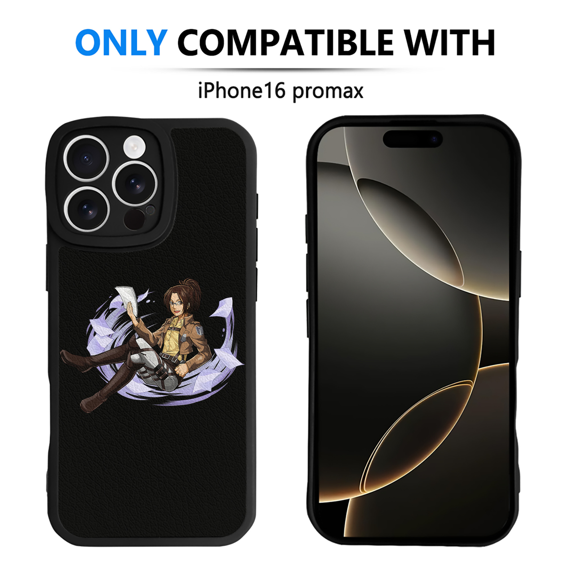 （画像用） 進撃の巨人 ハンジ·ゾエ Attack on Titan Hanji Zoe 【iPhone 16シリーズ対応】シリコンスマホケース（レザー調） 材質：シリコン